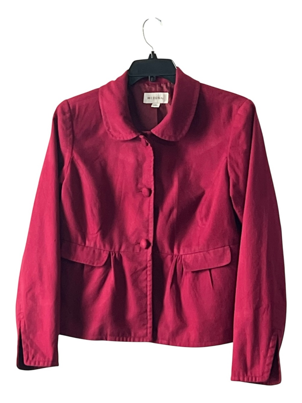 Merona Women's Raspberry Pink Button-Front Blazer Jacket, Size XL